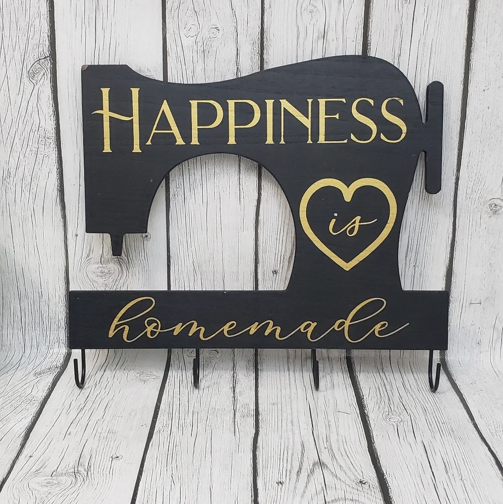 Happiness Is Homemade Wood Wall Decor With Hooks
